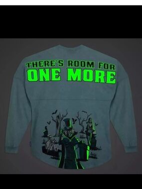 DISNEY PARKS Haunted Mansion XS Hatbox Ghost Spirit Jersey Glow In The Dark